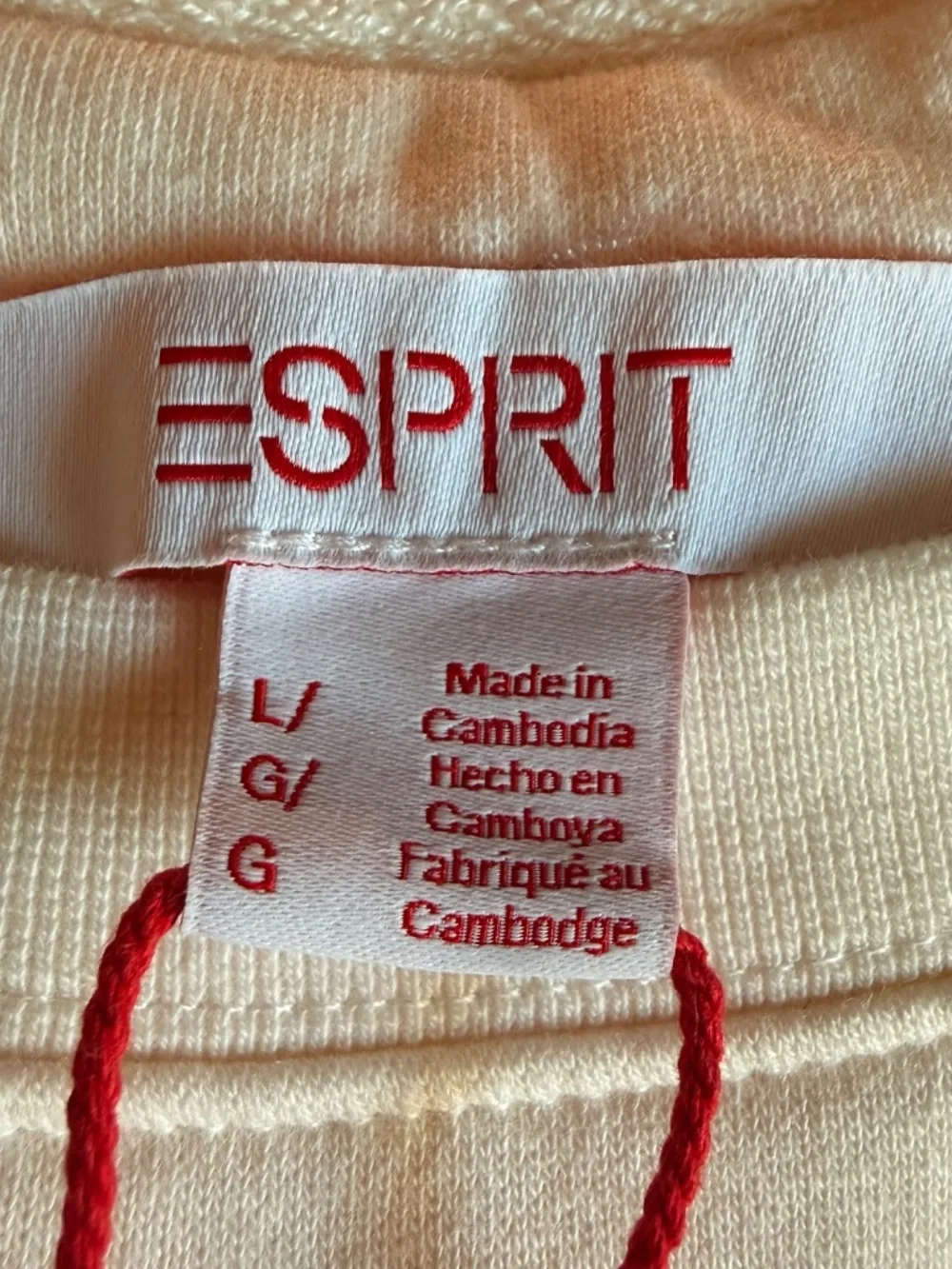Esprit Retro Rainbow Logo Crewneck Sweatshirt Cream Size L NWT - Picture 3 of 8